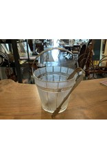 SPV Clear and Frosted Glass Ice Bucket | Hammered Metal Handle with silver ice tongs