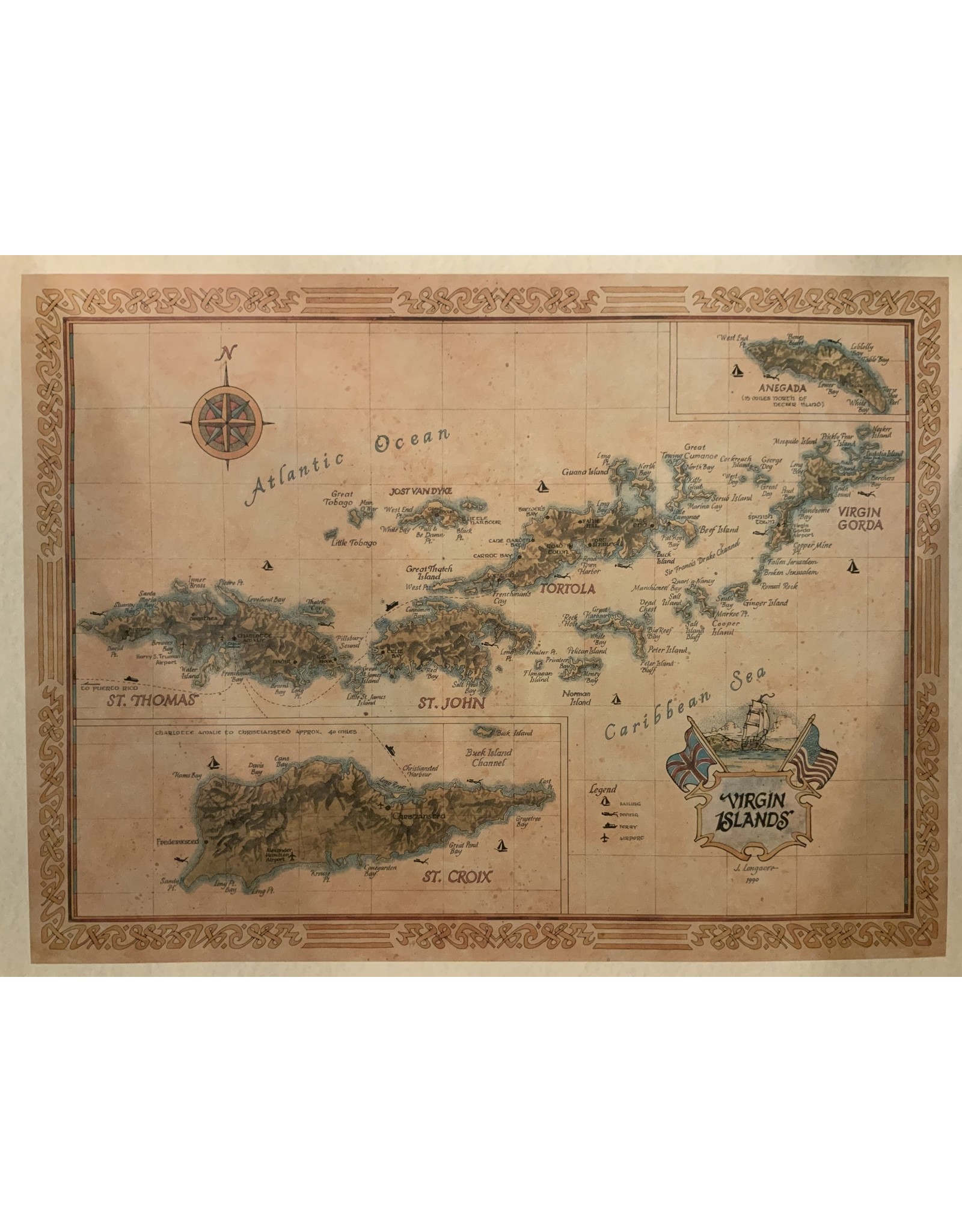 SPV Fine Art Giclee Map of the Virgin Islands