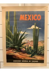 SPV 1940's Original Vintage Art Deco Cactus Mexico Travel Poster