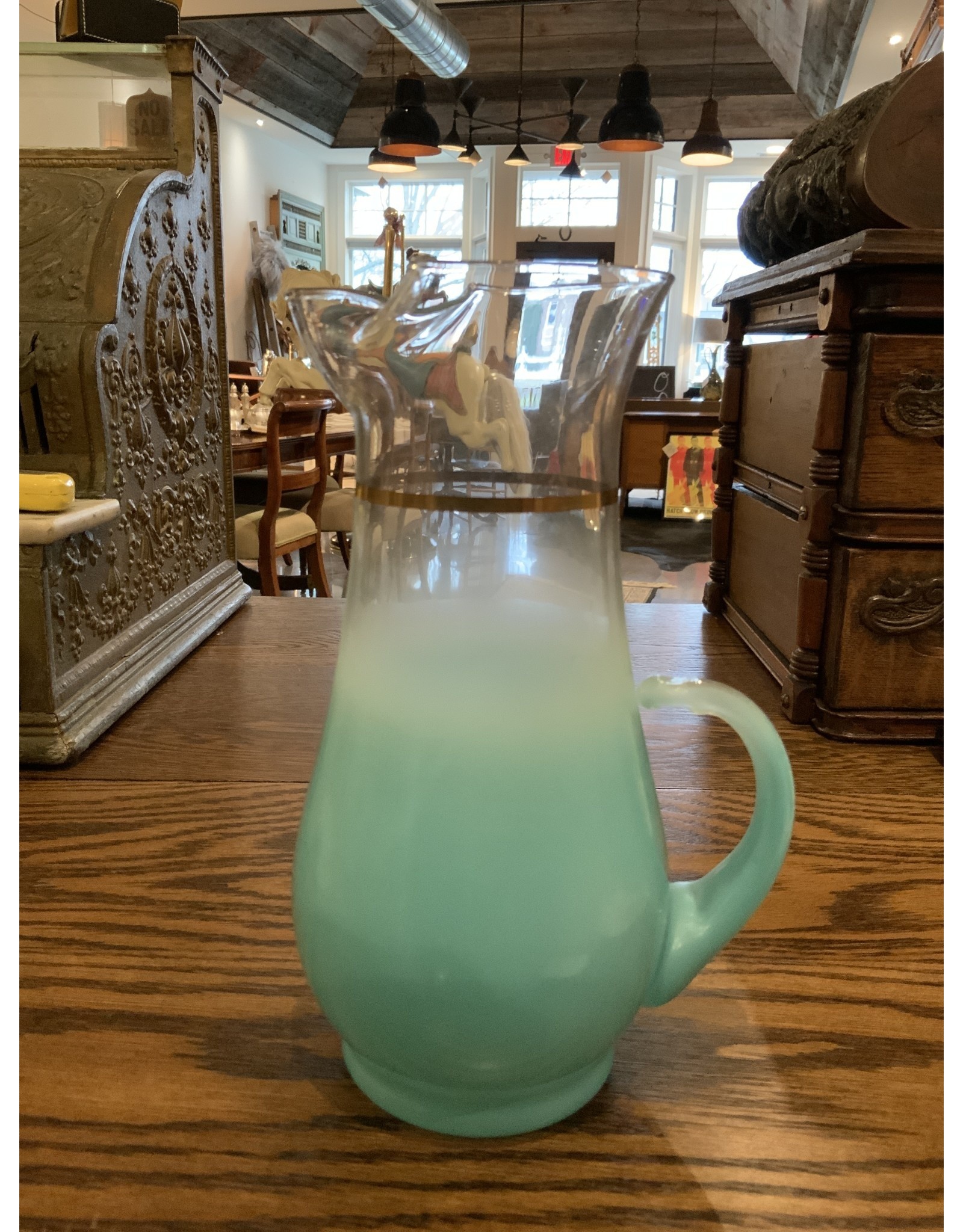 Blendo Frosted Glass Pitcher with 4 Small Juice Glasses- Aqua