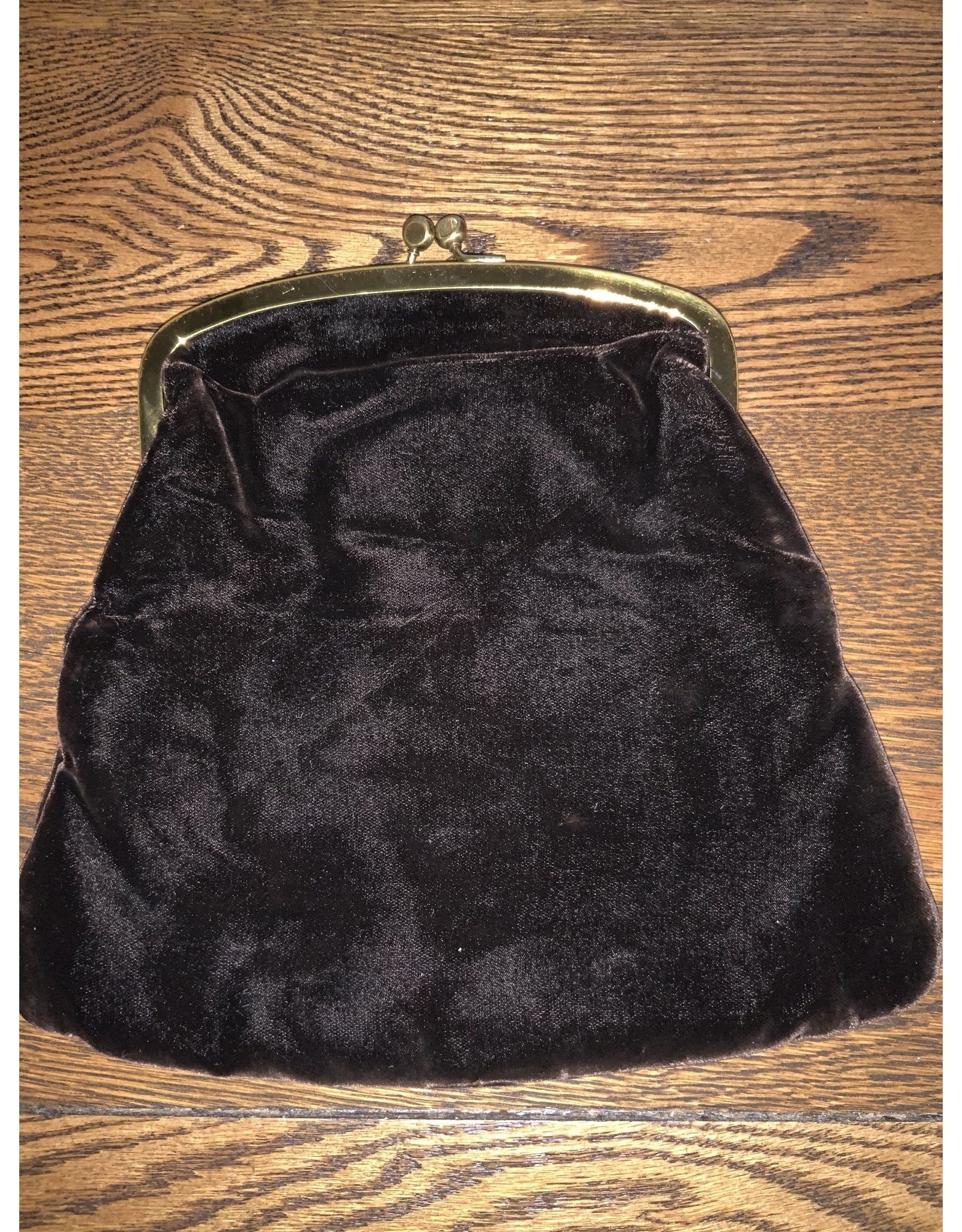 SPV Vintage Ingber Black Velvet Fold Over Clutch with White Lucite Trim, 1950s Evening Handbag Purse