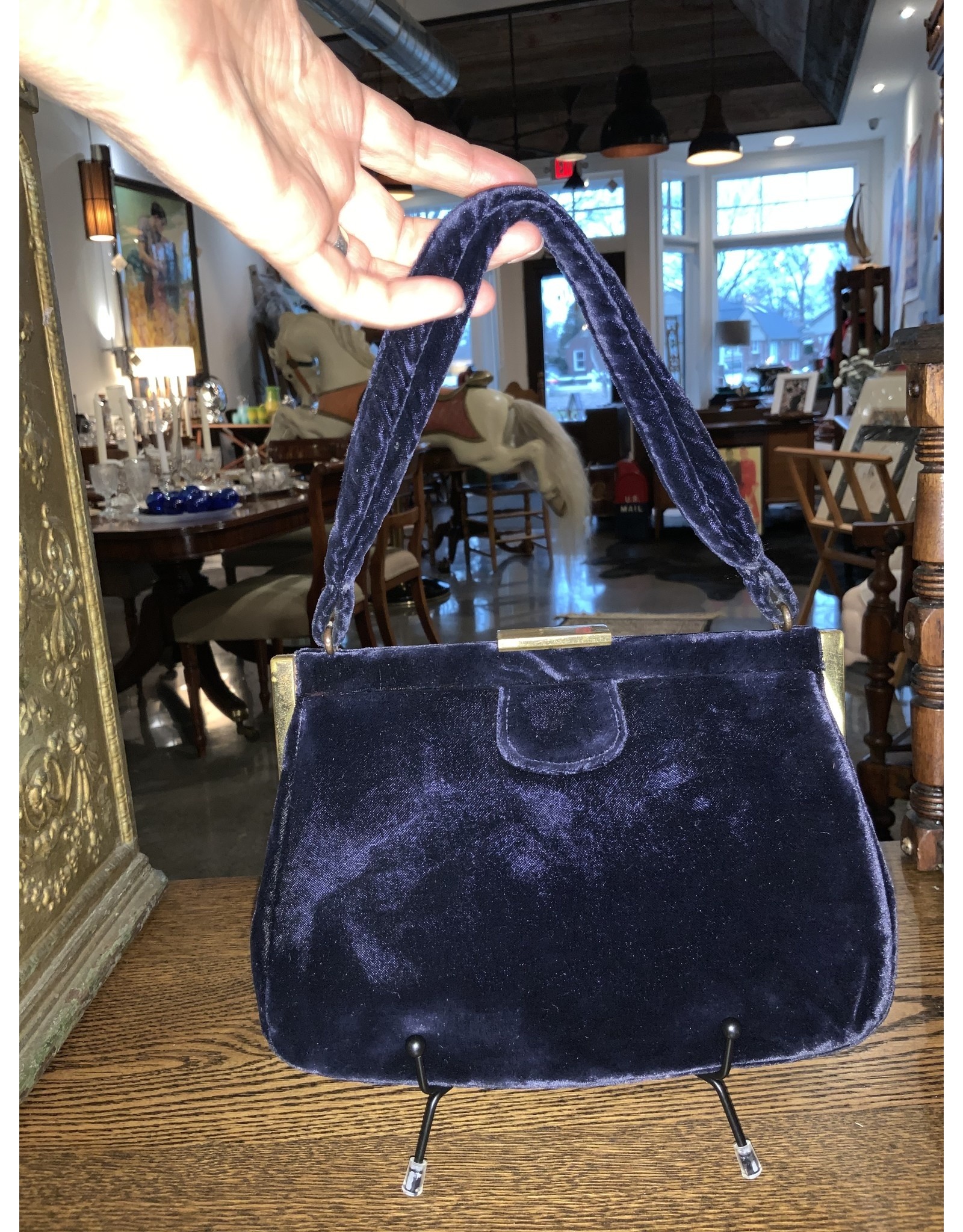Vintage Garay Blue Velvet handbag - South Pointe Vintage