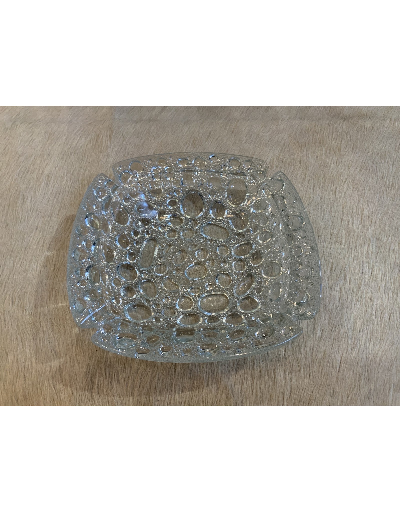 SPV Vintage Blenko Glass Pebble Bubble Ashtray Textured Art Glass Mid Century Modern