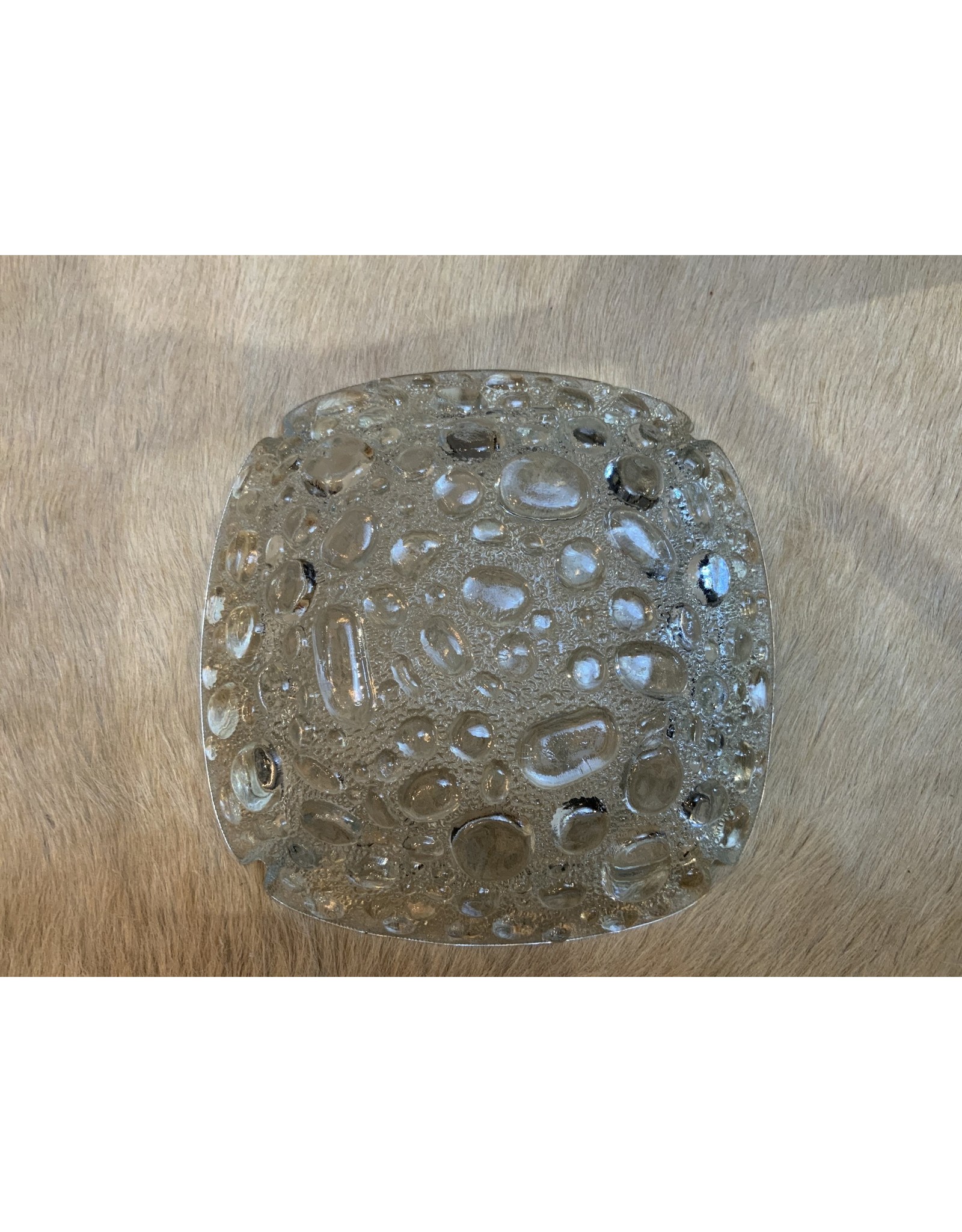 SPV Vintage Blenko Glass Pebble Bubble Ashtray Textured Art Glass Mid Century Modern