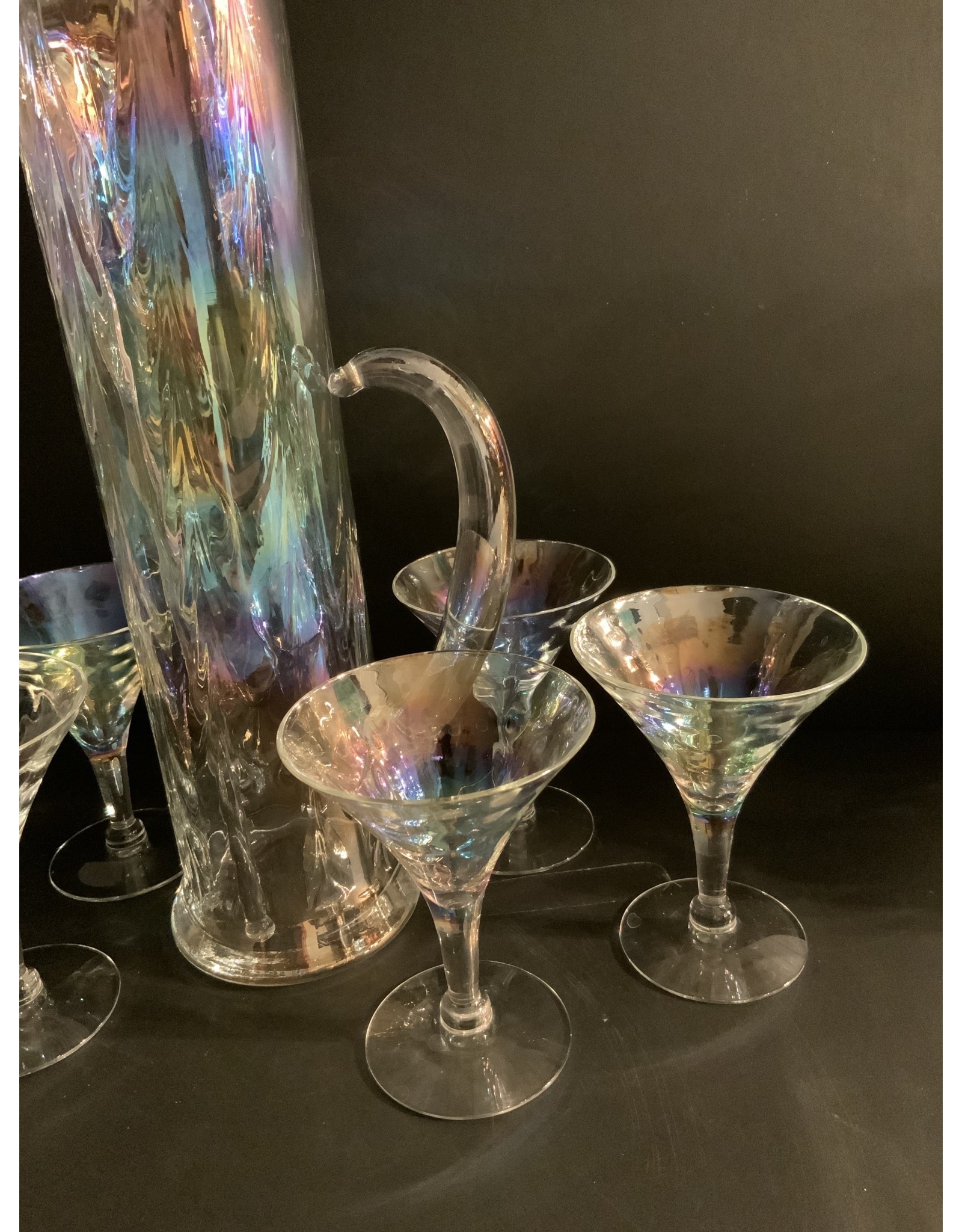 SPV Vintage Draping Iridescent Glass Cocktail & Martini Set