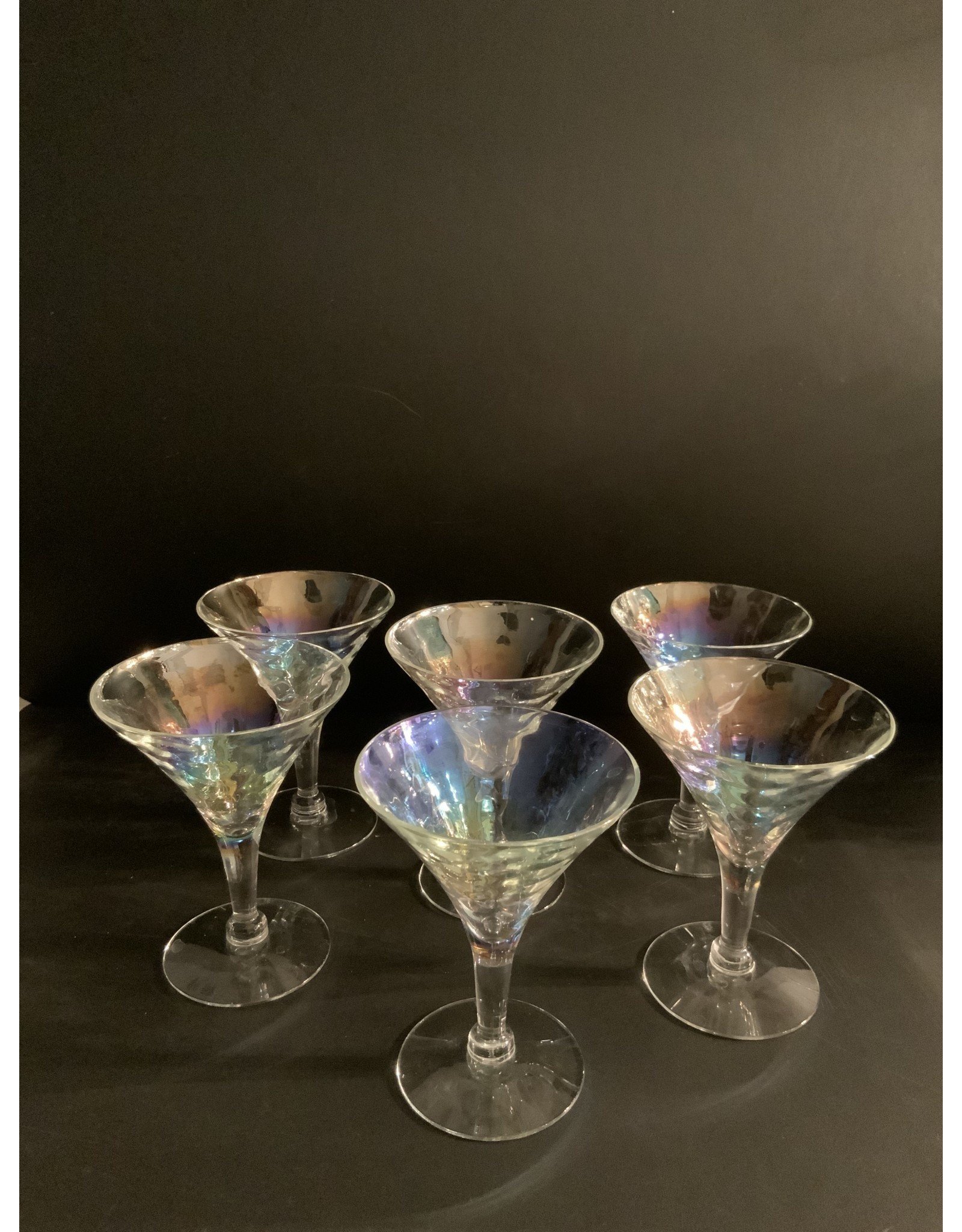 West Virginia Glass Draping Rainbow Iridescent Cocktail Pitcher Set