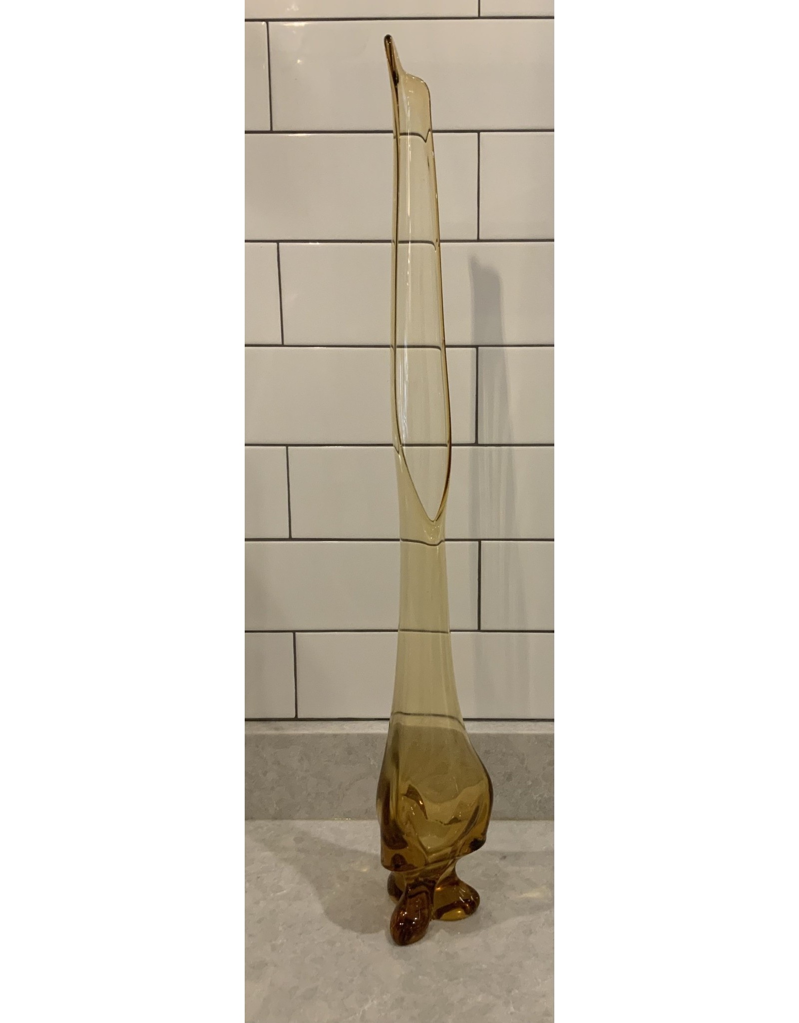 SPV Mid-Century Amber Footed Stretch Glass Vase by Viking