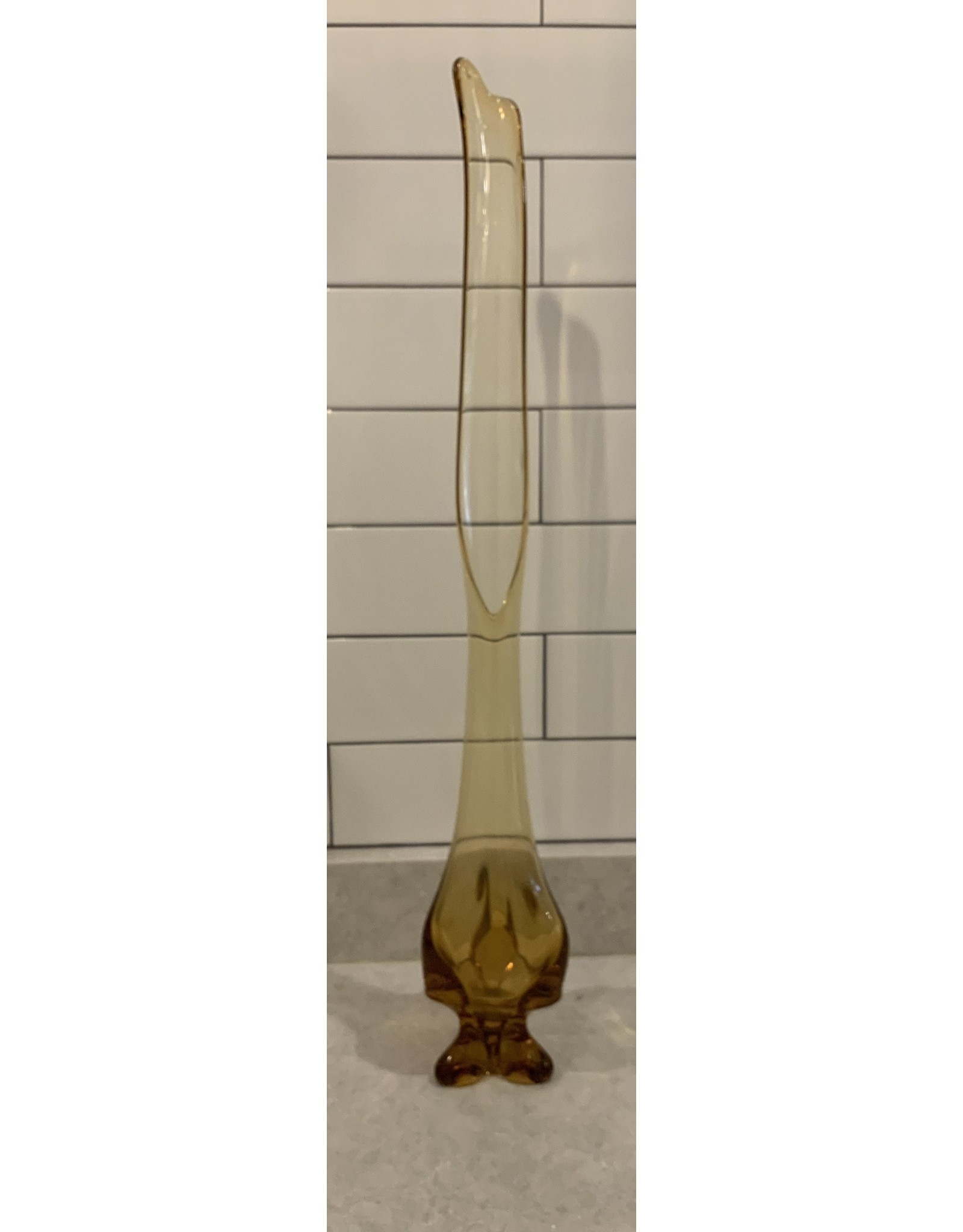 SPV Mid-Century Amber Footed Stretch Glass Vase by Viking