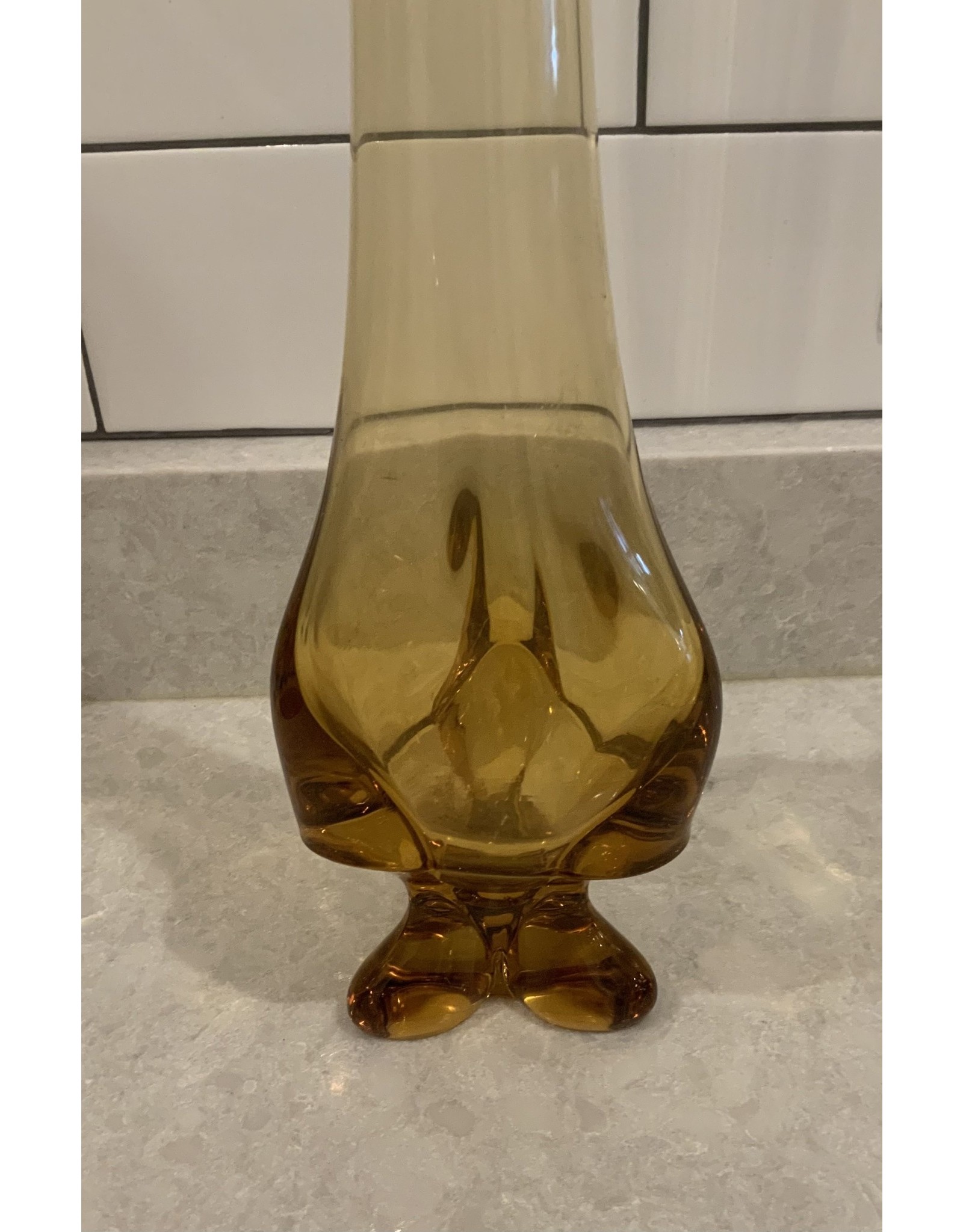 SPV Mid-Century Amber Footed Stretch Glass Vase by Viking