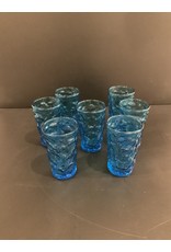 SPV Mid Century Modern Blue Ripple Textured set of 7 Glasses