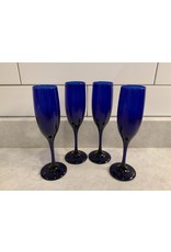 SPV Set of 4 Libby Cobalt Blue Champagne Flutes