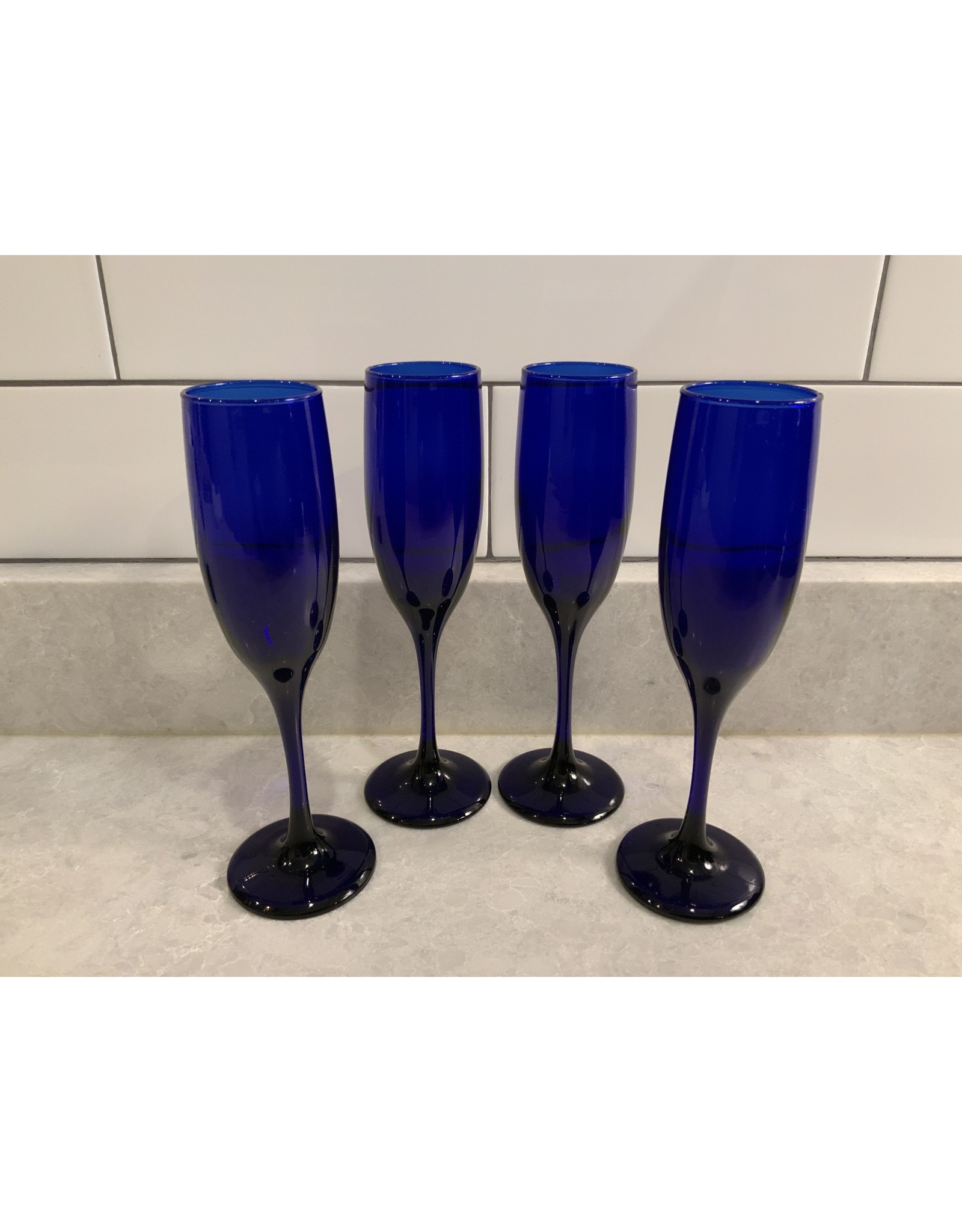SPV Set of 4 Libby Cobalt Blue Champagne Flutes
