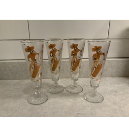 SPV Libbey MCM Caribbean Cruise Calypso Champagne Flutes Pilsner Glasses 4 Rare 1959