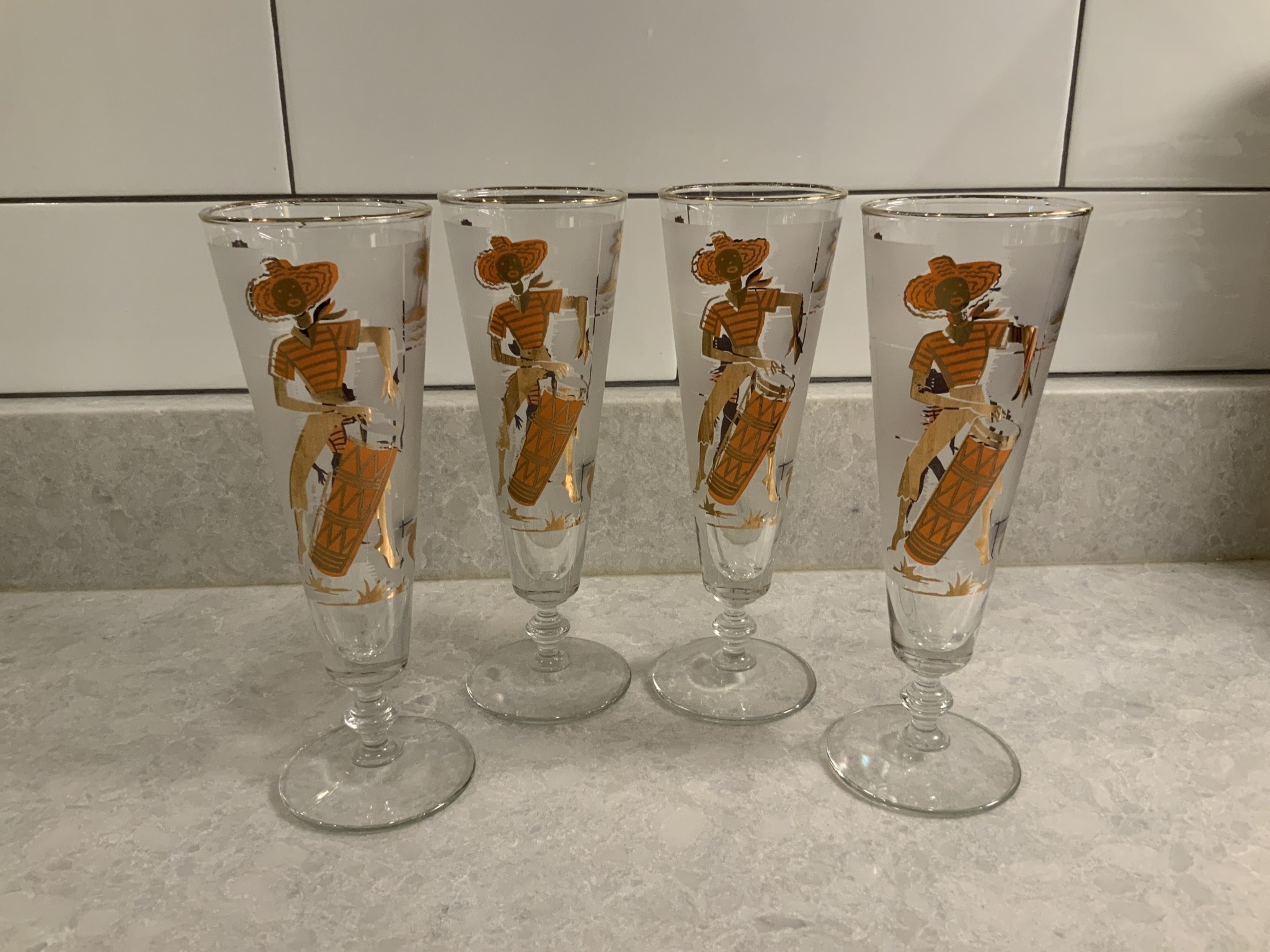 Libby MCM Caribbean Cruise Calypso Champagne Flutes Pilsner
