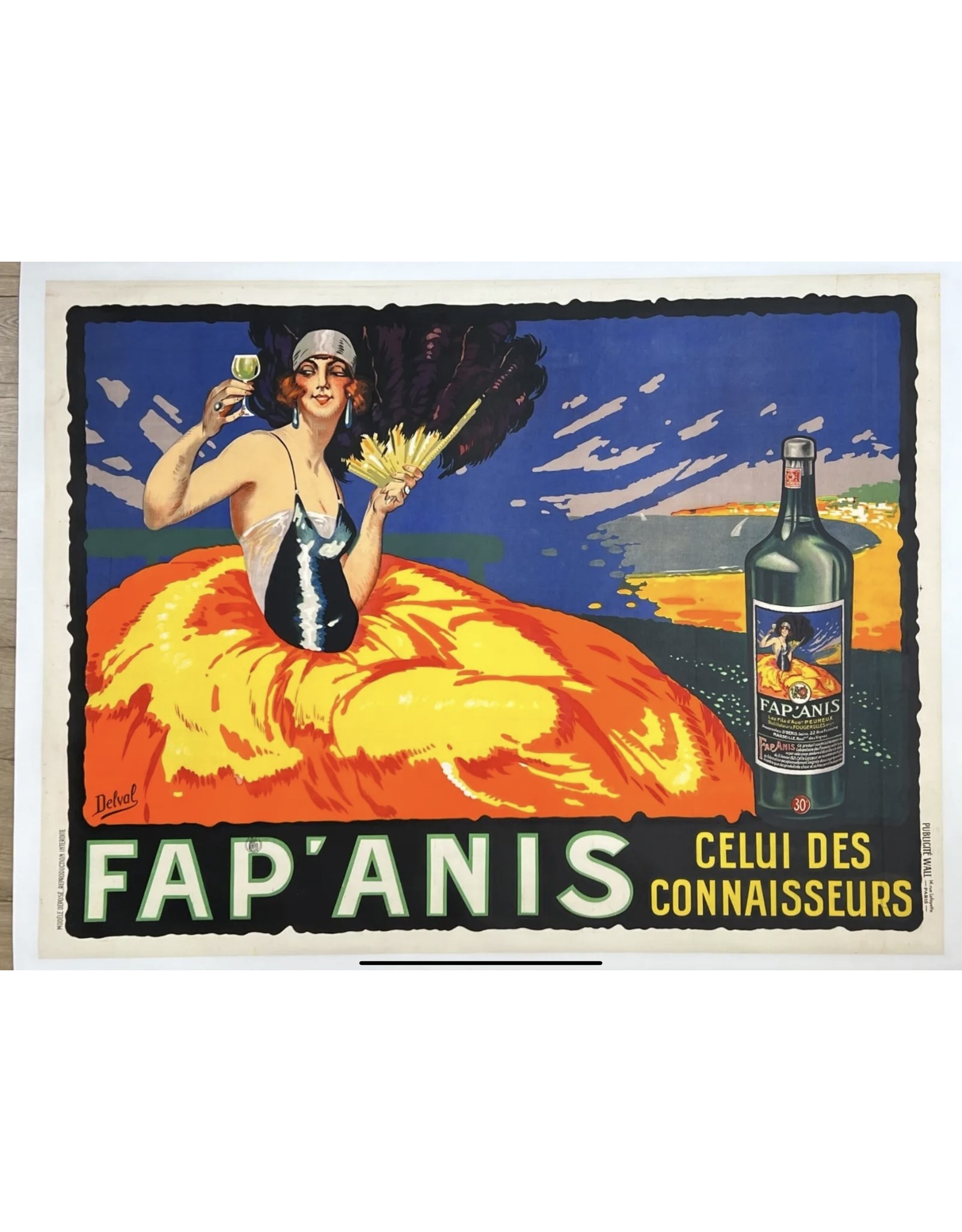 SPV Original Vintage Fap Anis French Liquor Poster / Linen Backed