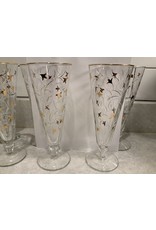 SPV Set of 8 Vintage Gold and White Royal Fern Libbey Party/Cocktail/Pilsner Glasses