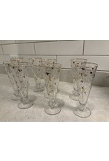 SPV Set of 8 Vintage Gold and White Royal Fern Libbey Party/Cocktail/Pilsner Glasses