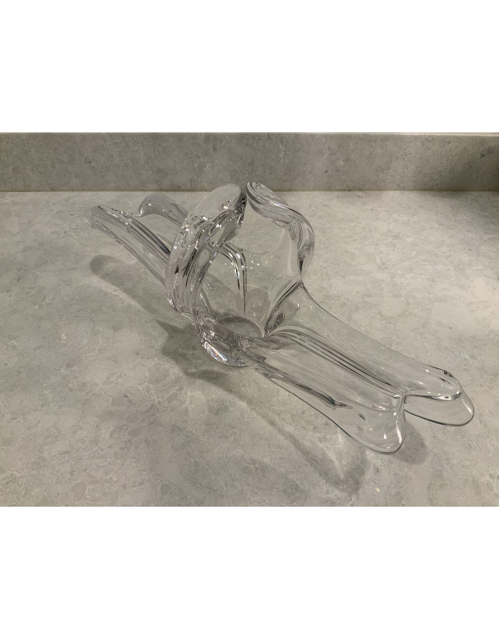 SPV COFRAC Art Verrier Crystal Centerpiece Freeform Sculpture Large 18” FRANCE