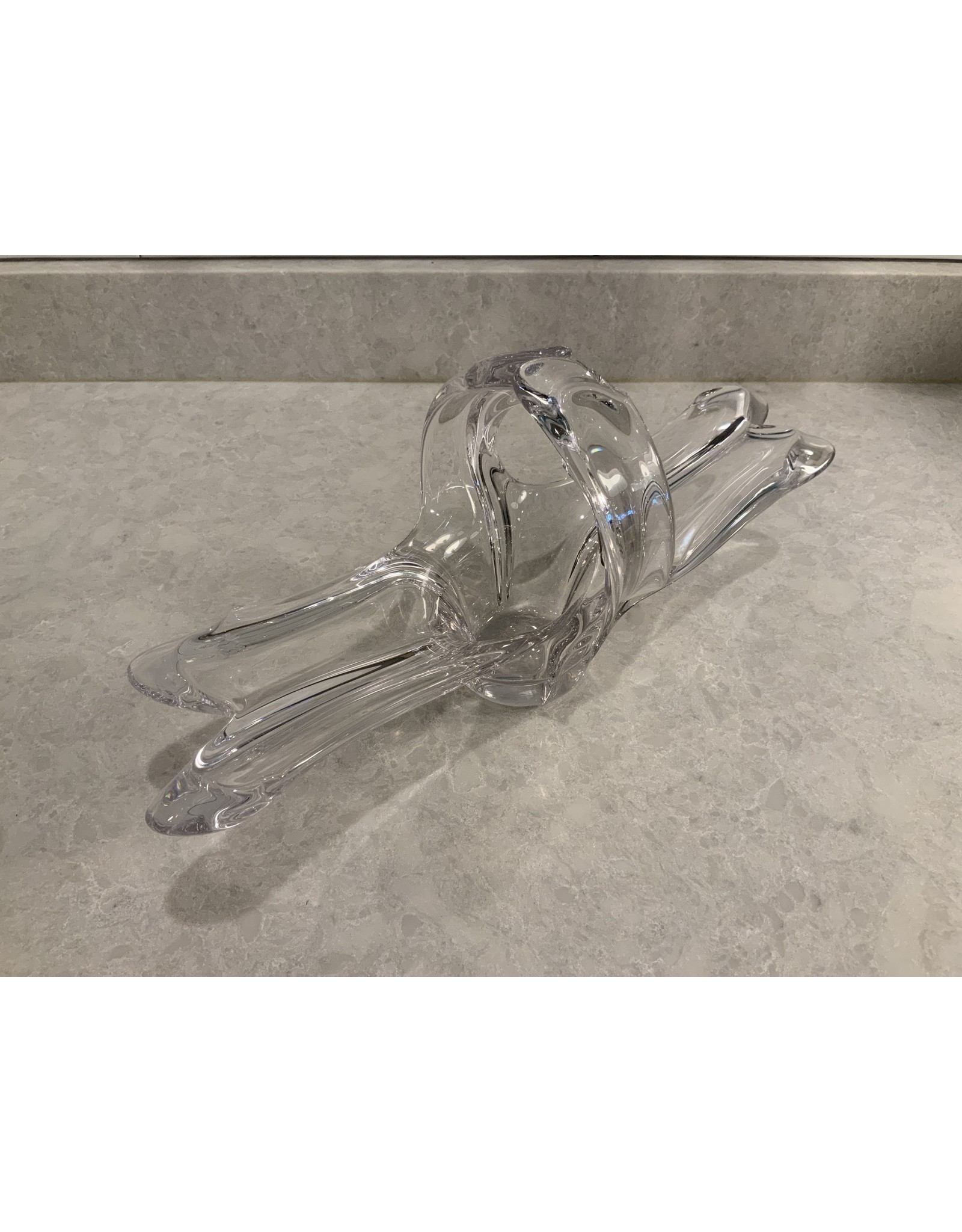 SPV COFRAC Art Verrier Crystal Centerpiece Freeform Sculpture Large 18” FRANCE