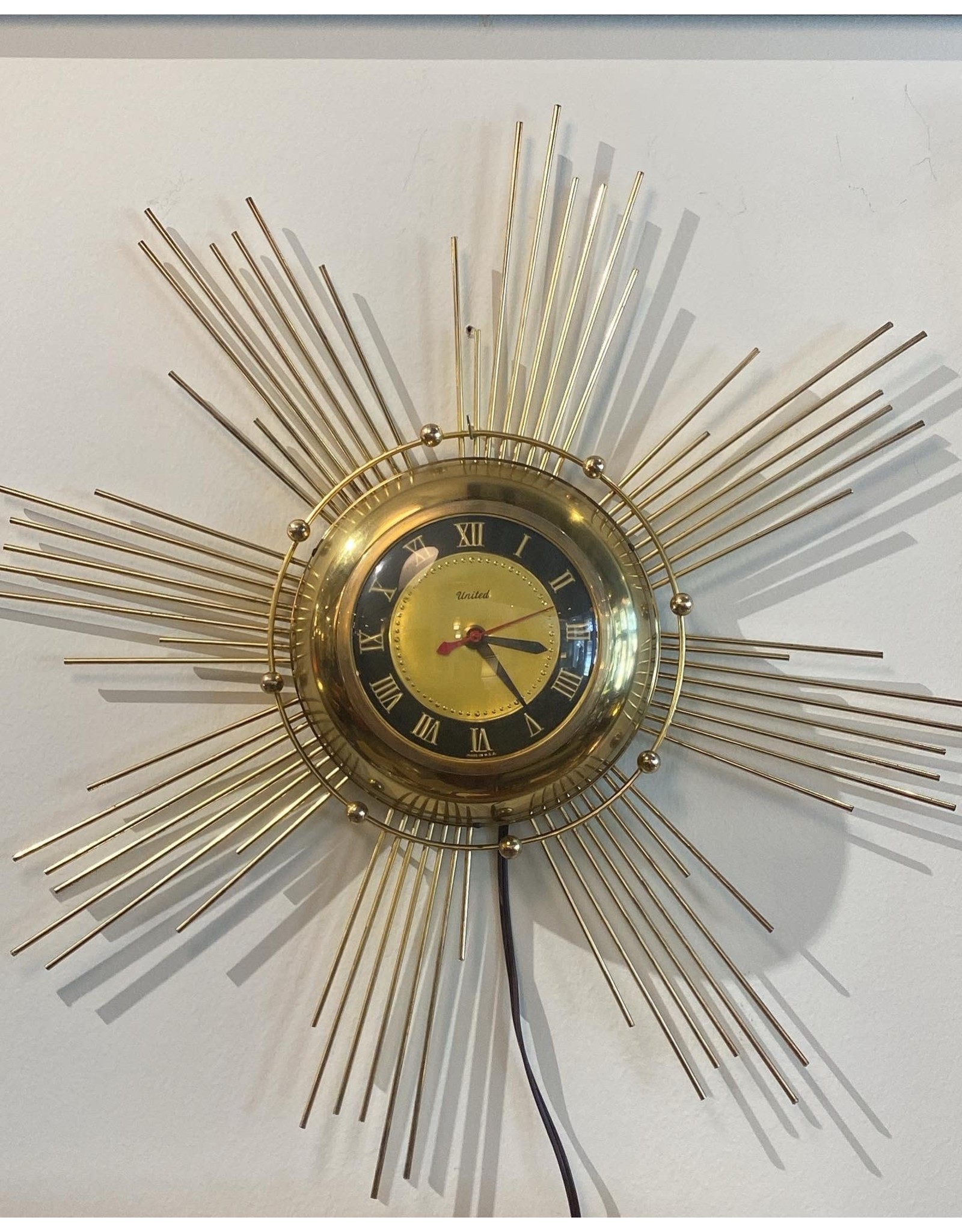Vintage Mid Century Modern Starburst Sunburst Wall Clock