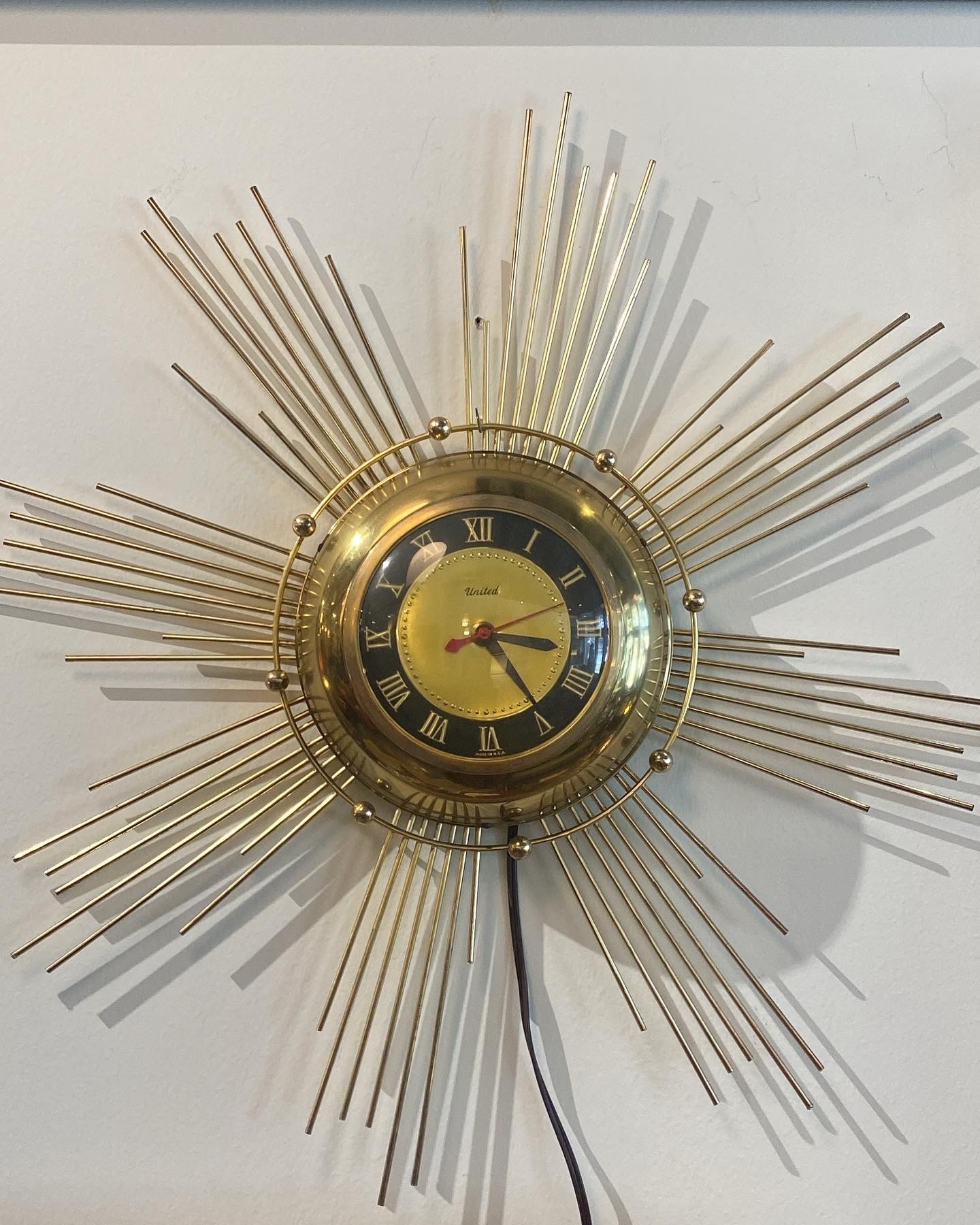1960s United Starburst Wall Clock - South Pointe Vintage