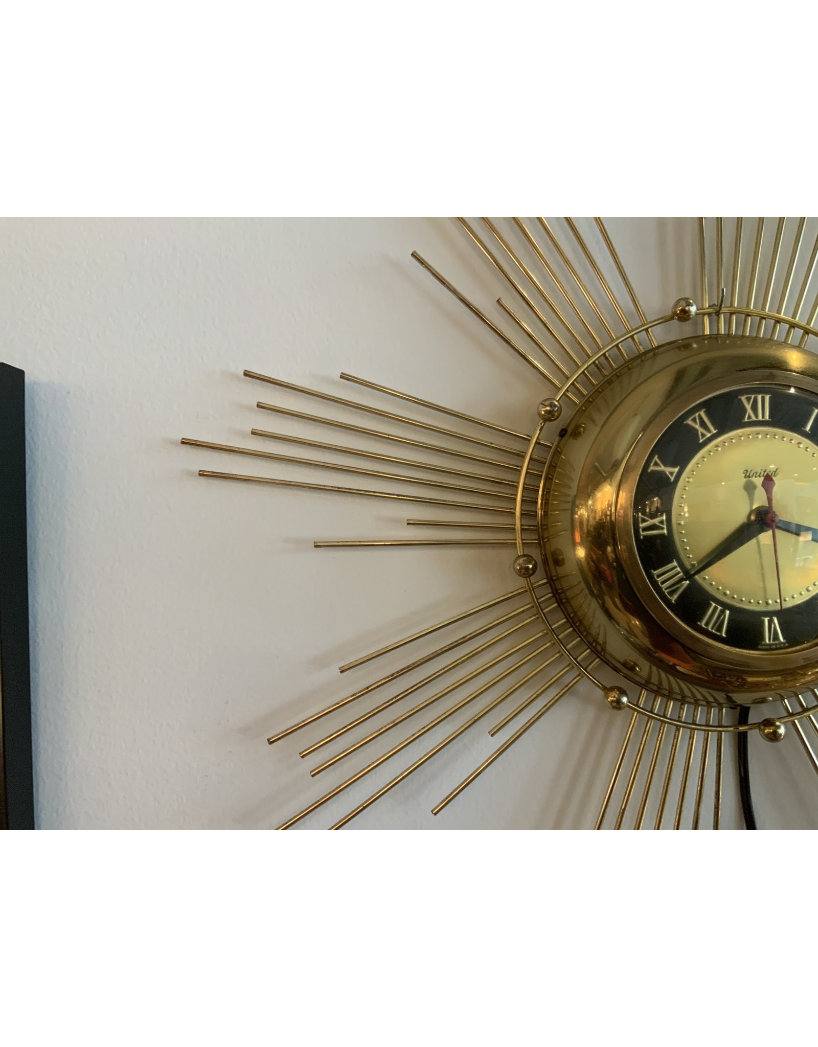 1950〜1960 UNITED Sunburst Clock 50s 60s United Starburst Zodiac Wall Clock. Vintage, 1960s, Model