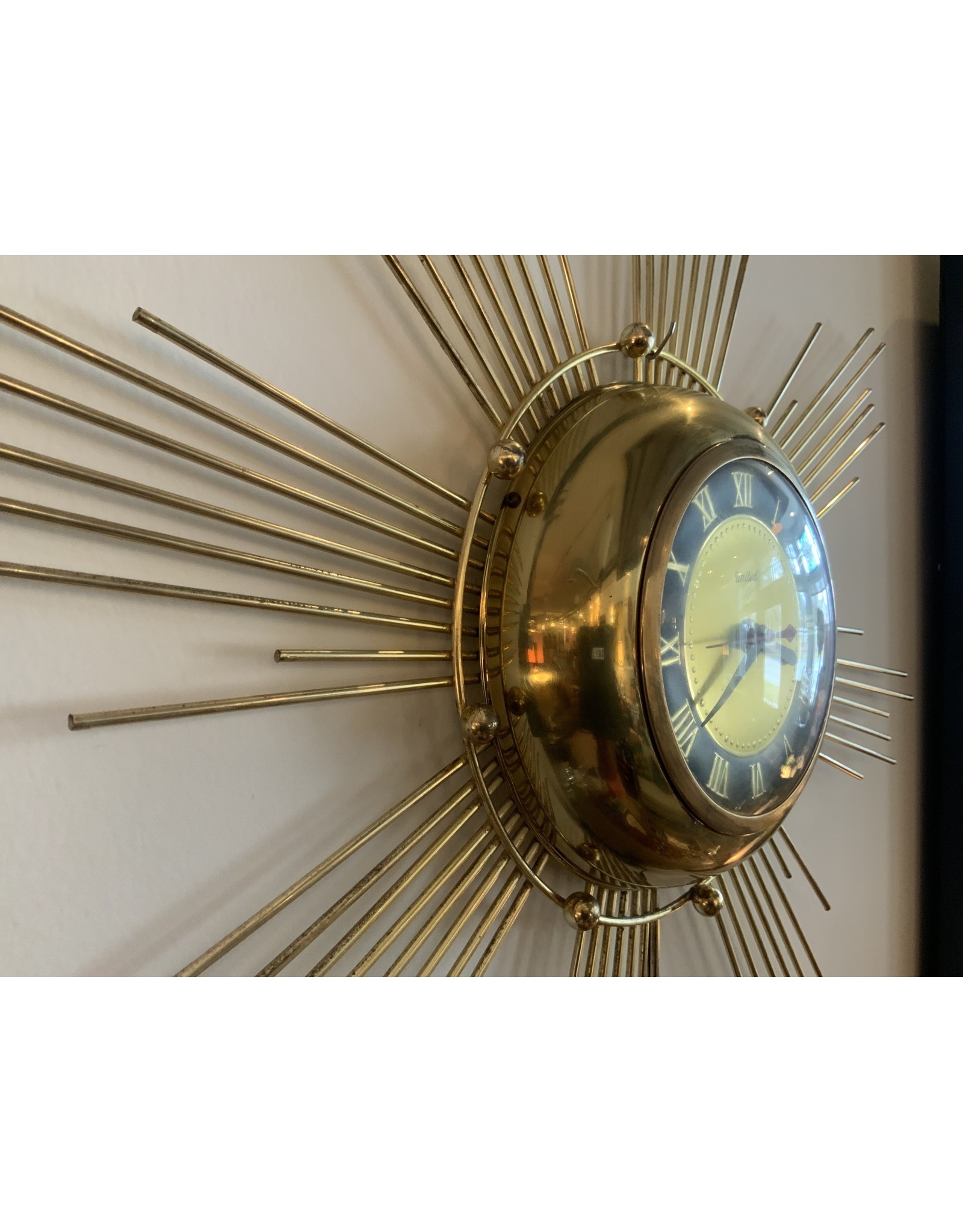 1950〜1960 UNITED Sunburst Clock 50s 60s Mid Century Sunburst Form