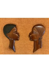 SPV Vintage Pair of Carved Wood Wall Plaques