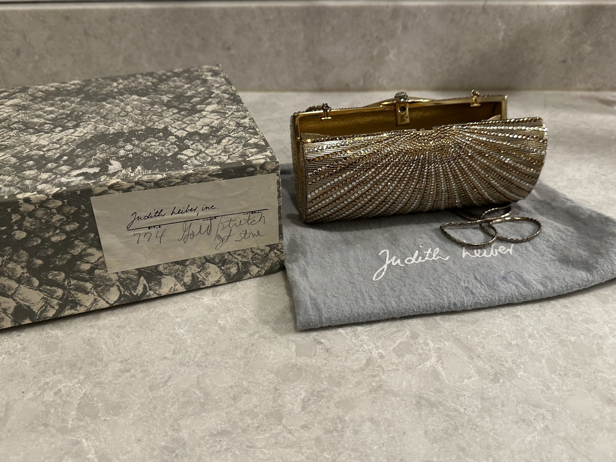 Judith Leiber Gold Jet Stone Clutch - South Pointe Vintage