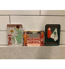 SPV Set of 3 Decorative Craft Made in Italy trays w/ vintage Lithograph Images