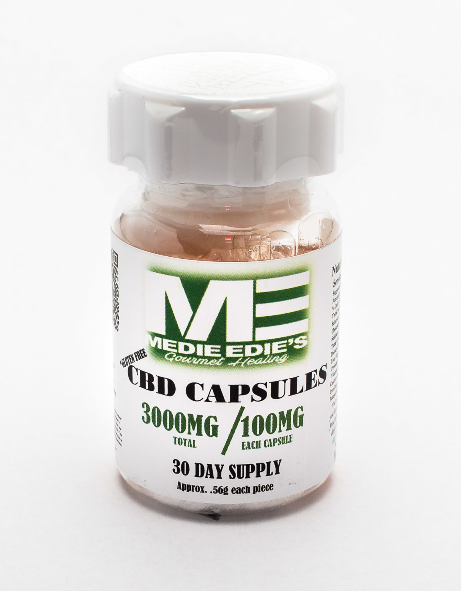 Medie Edie's CBD Capsules-30ct Bottle/100mg/3000mg