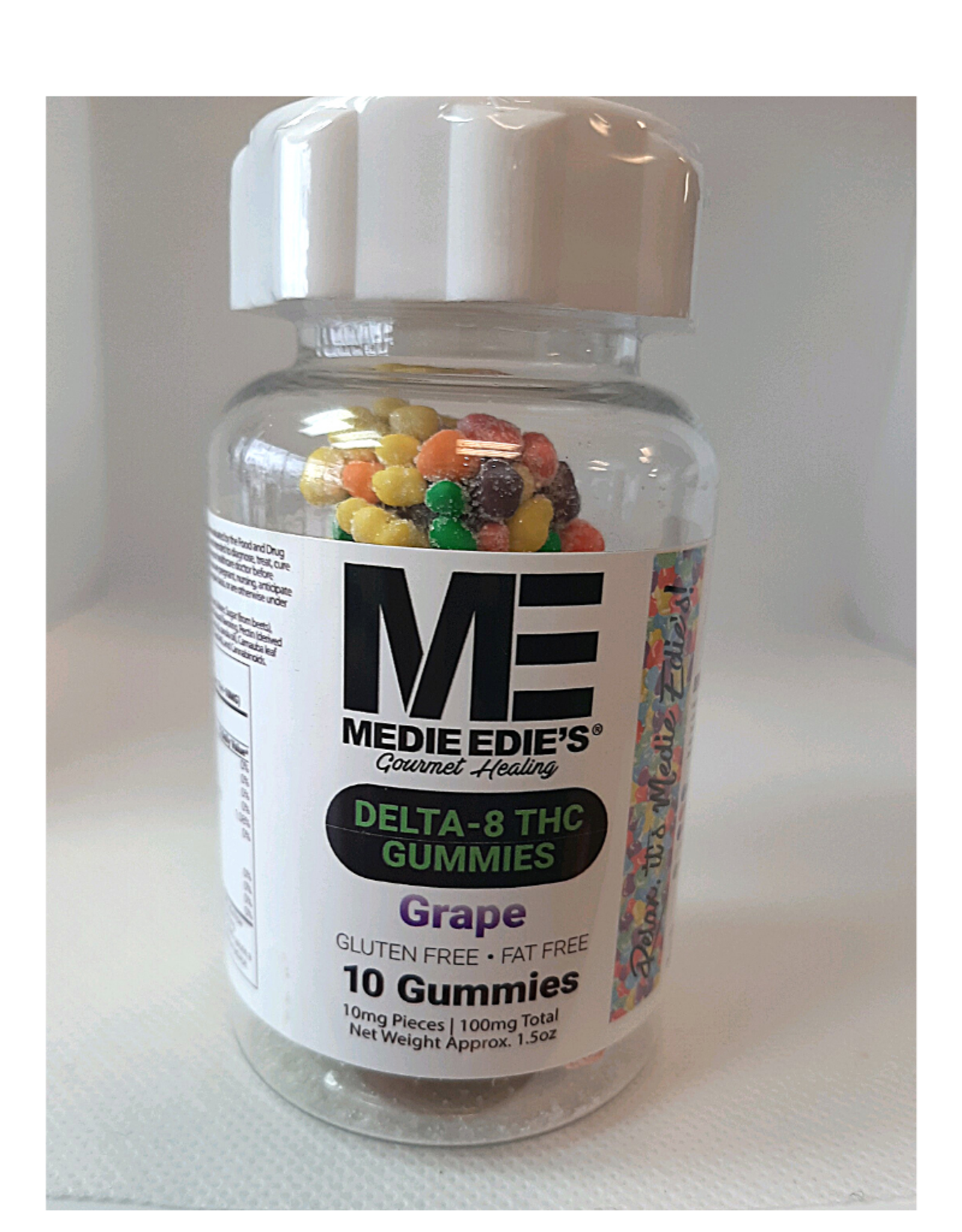 Medie Edies 10 ct Delta 8 Gummies Pebbled Grape-10mg.100mg