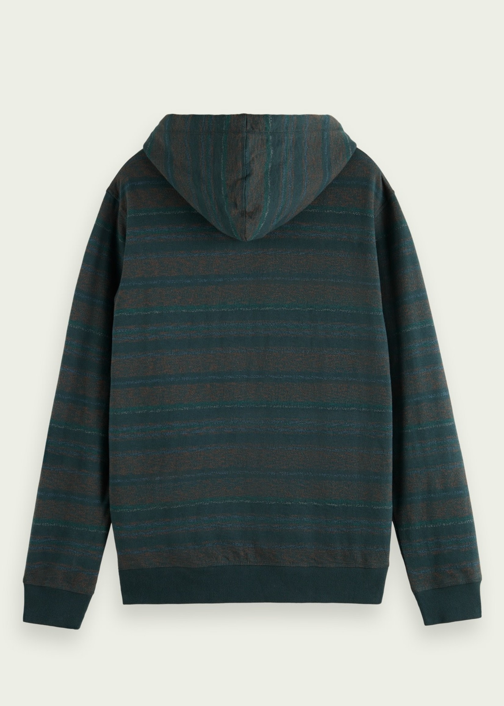 The Normal Brand Striped Contrast-Lined Hoodie Green