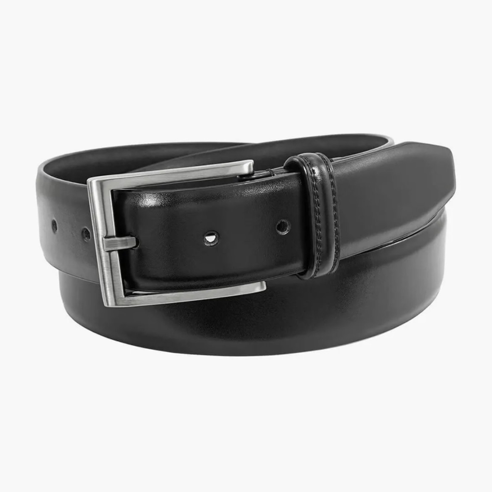 Mens Black Leather Belt With Silver Buckle