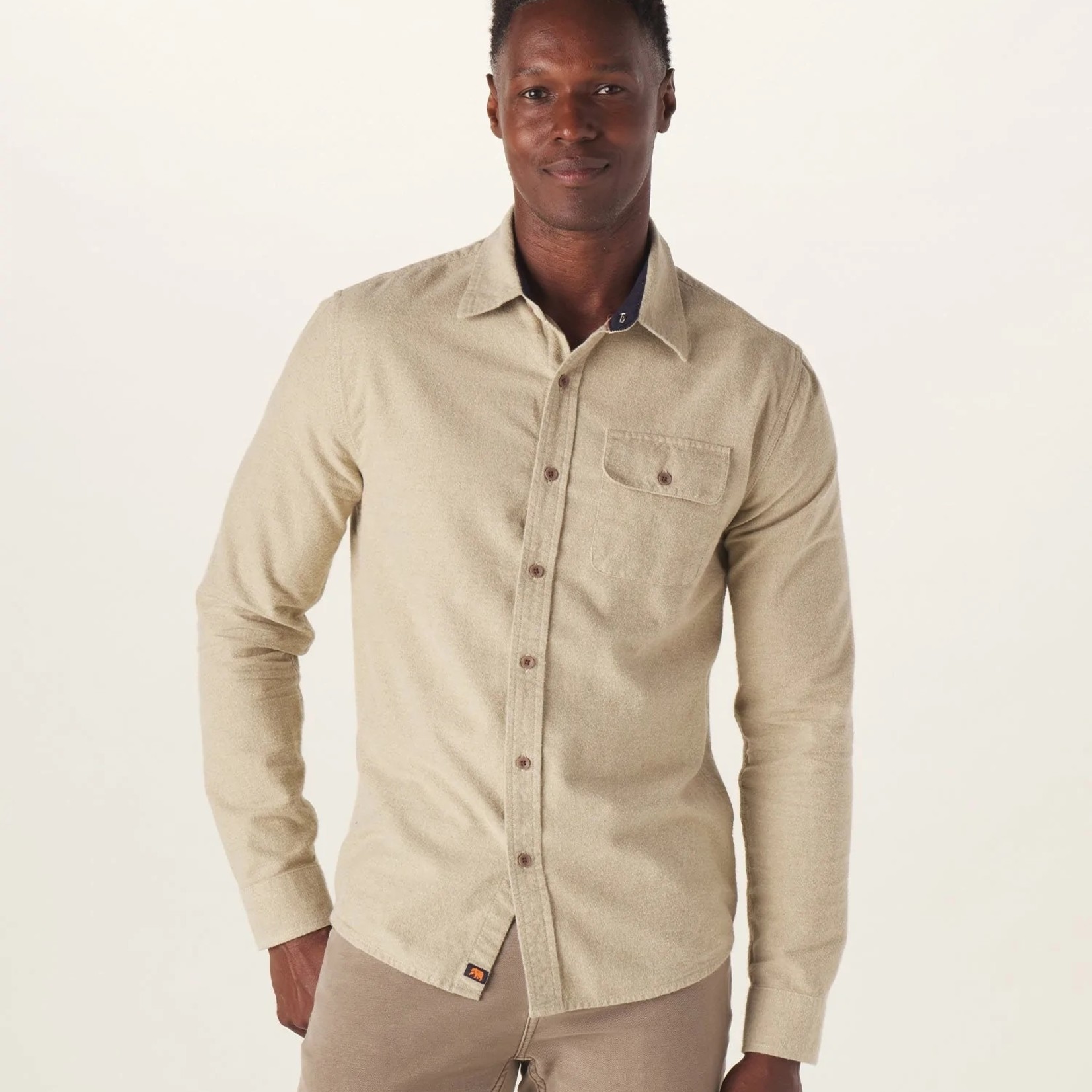 The Normal Brand Chamois Button Up Shirt Stone