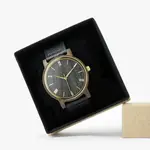 AvantWood Minimalist- Black Sandalwood- Unisex Watch Leather Strap (Gold)