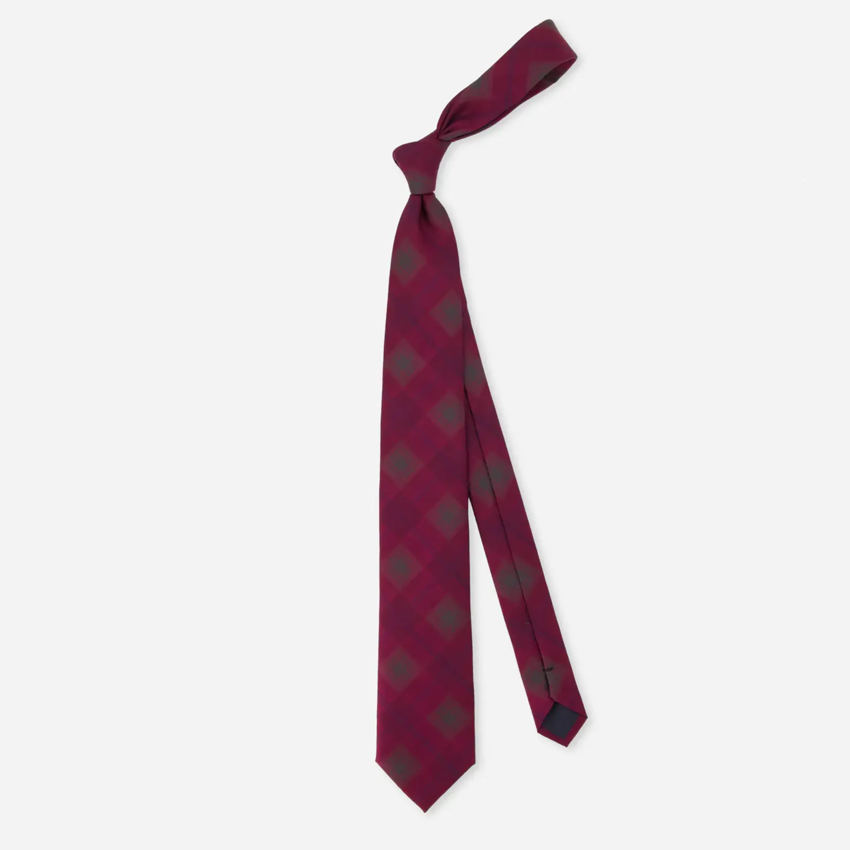 Tie Bar Lindsey Tartan Burgundy Tie