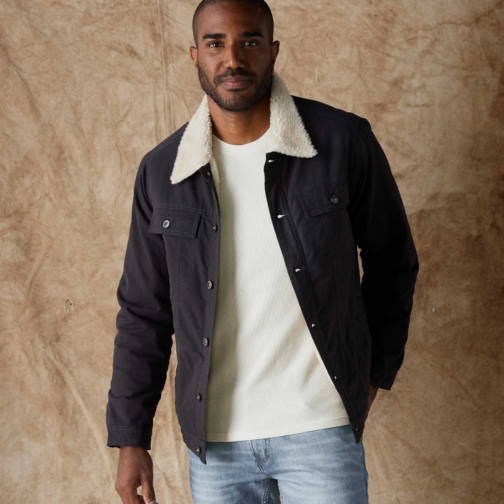 The Normal Brand James Canvas Sherpa Collar Jacket