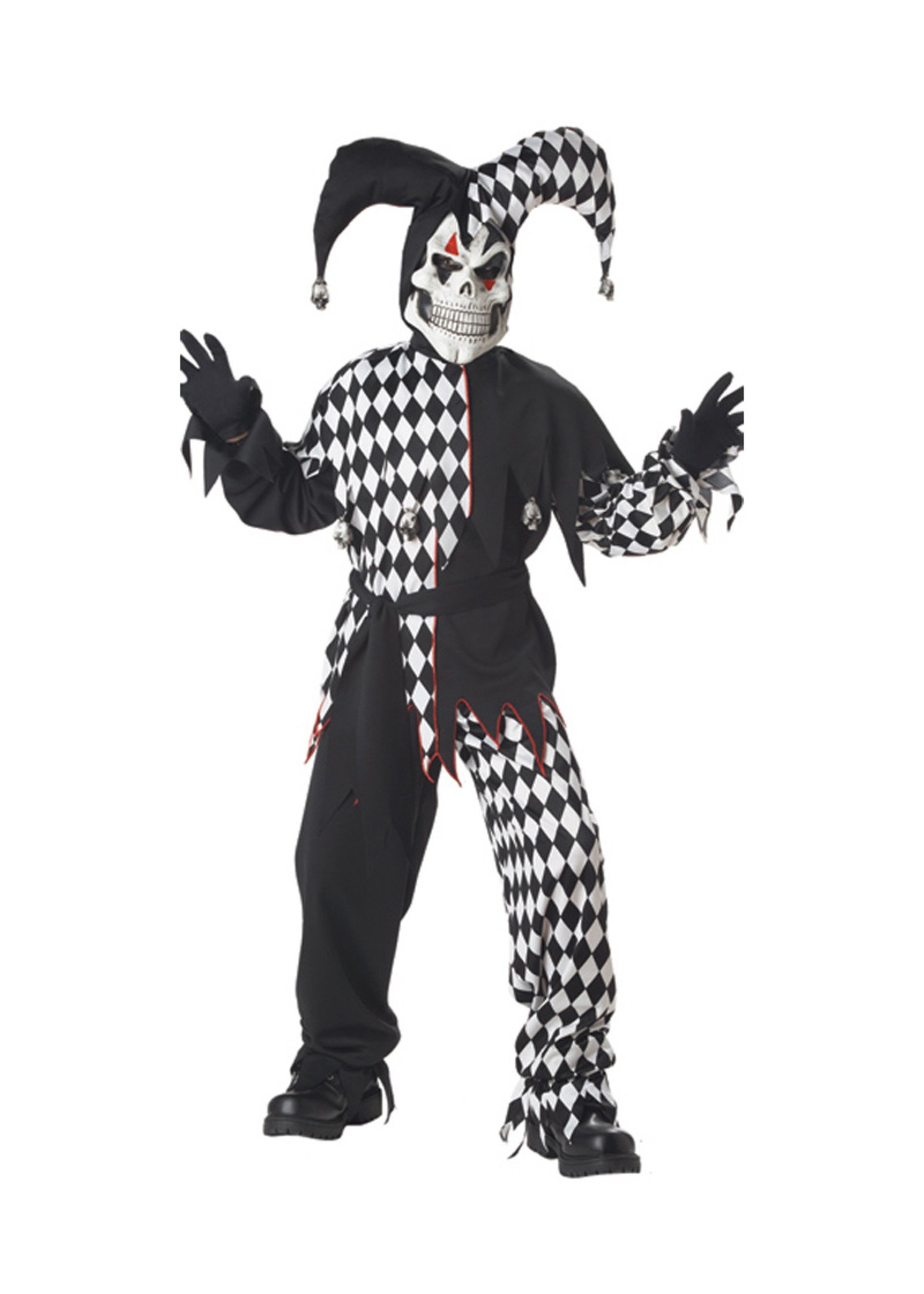 Evil Jester - Black/White Costume - Boys