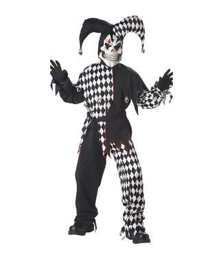 Evil Jester - Black/White Costume - Boys