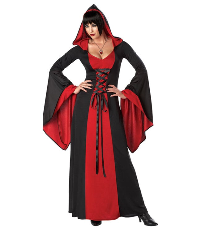 CALIFORNIA COSTUMES Hooded Robe - Black/Red Costume - Women's