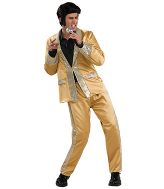 Elvis Gold Satin Suit Costume - Men's