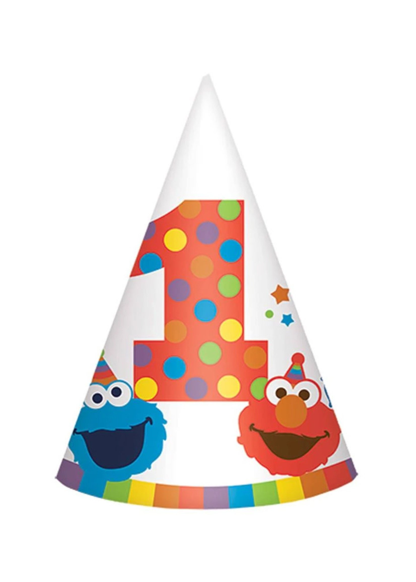 Elmo Turns One Party Hats - 8ct
