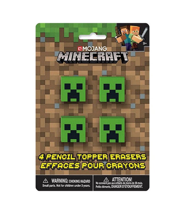 UNIQUE INDUSTRIES INC Minecraft Pencil Top Erasers - 4ct