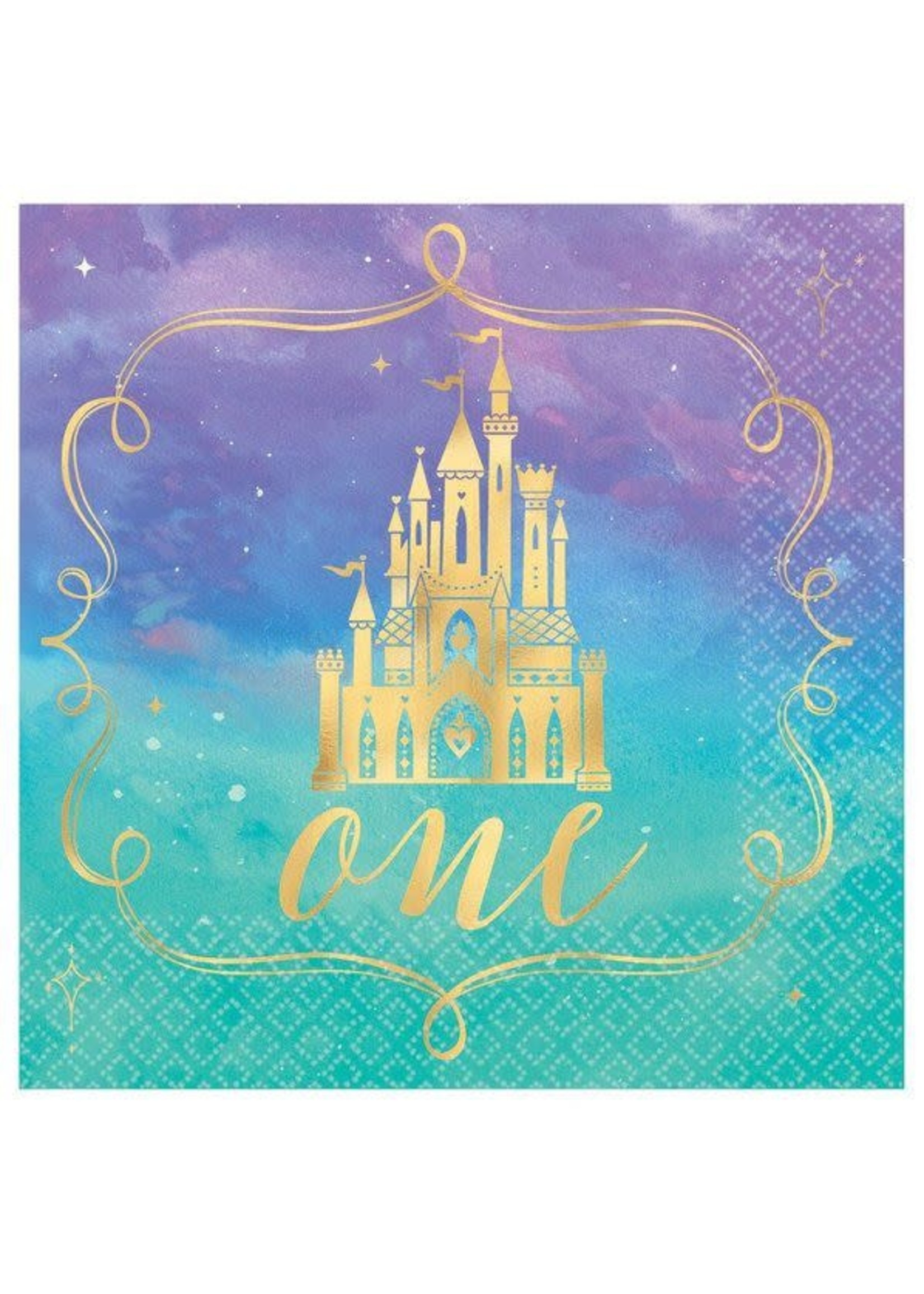 Disney Princess Once Upon A Time 1st Birthday Beverage Napkins - 16c -  Party On!