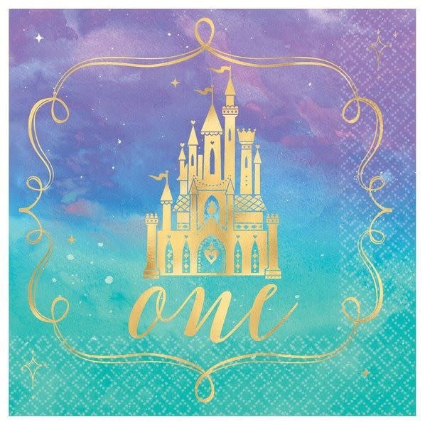 Disney Princess "Once Upon A Time" 1st Birthday Beverage Napkins - 16c