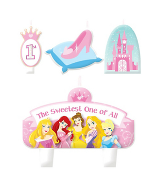 Disney Princess 1st Birthday Cake Candle Set 4ct