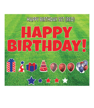 Rental Yard Card "Happy Birthday - Red" - Store Pick Up ONLY