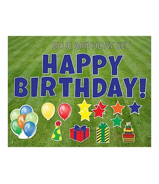 Rental Yard Card "Happy Birthday - Blue" - Store Pick Up ONLY
