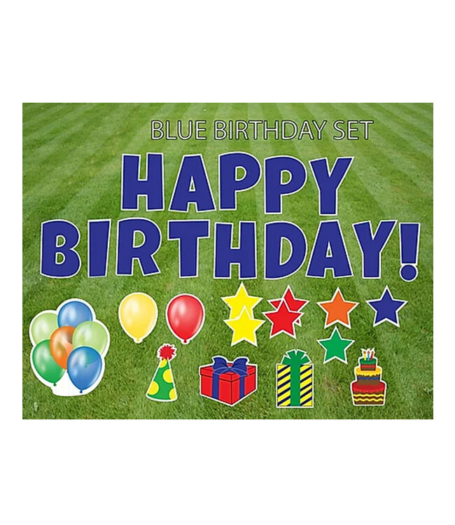 Rental Yard Card "Happy Birthday - Blue" - Store Pick Up ONLY